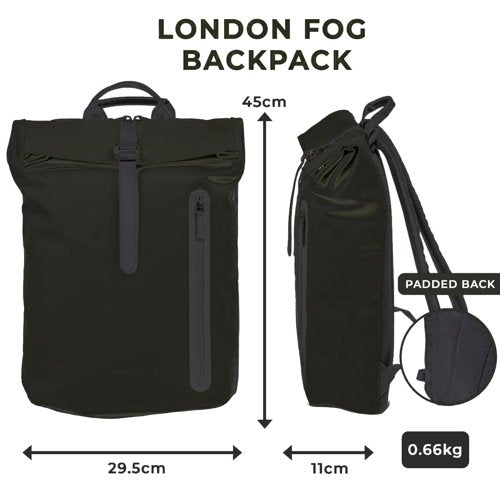Roll-Top Weatherproof School Laptop Backpack 13.5L Office Bag Durable Rucksack