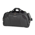 Black duffel bag with 'Pierre Cardin' branding on a white background