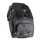 Black and gray travel bag with visible brand name on a white background
