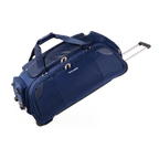 Blue rolling duffel bag on a white background