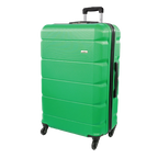 Green suitcase with a textured surface on a white background