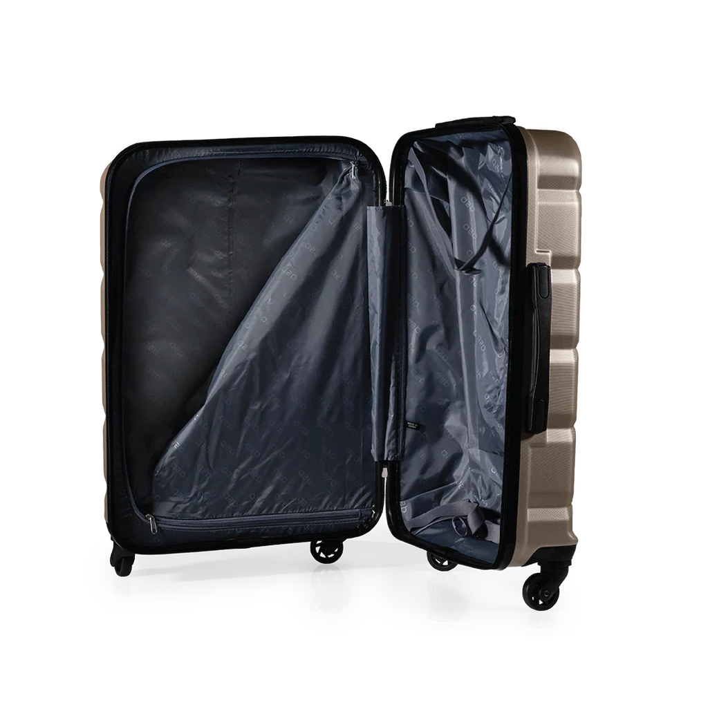 Open suitcase with a white background