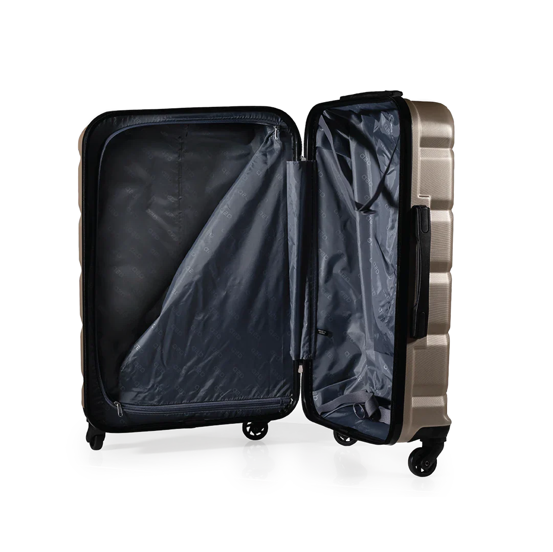 Open suitcase with a white background