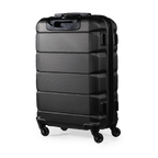 Black suitcase with wheels on a white background