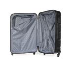 Open black suitcase on a white background