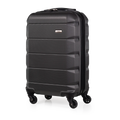 Black suitcase with wheels on a white background