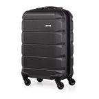 Black suitcase with wheels on a white background