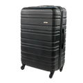 Black suitcase with a visible brand logo on a white background