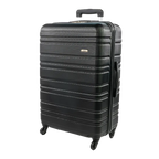 Black suitcase with a textured surface on a white background