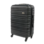 Black suitcase with a visible brand logo on a white background