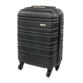 Black suitcase with visible brand logo on a white background