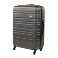 Gray suitcase with black accents on a white background