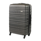 Gray suitcase with black accents on a white background