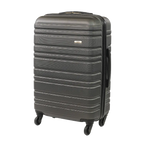Gray suitcase with wheels on a white background
