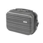 Gray suitcase with a handle on a white background