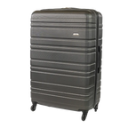 Gray suitcase with a textured surface on a white background