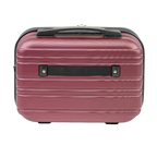 Red suitcase with black handle on a white background