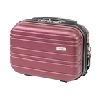 Red suitcase with a visible brand logo on a white background