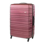 Maroon suitcase with black handle and wheels on a white background