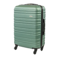 Green suitcase with a visible brand logo on a white background