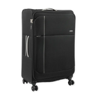 Black suitcase with wheels on a white background
