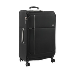 Black suitcase with wheels on a white background