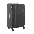 Black suitcase with wheels on a white background