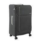 Black suitcase with wheels on a white background