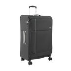 Black suitcase with wheels on a white background
