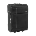 Black suitcase with visible brand logo on a white background