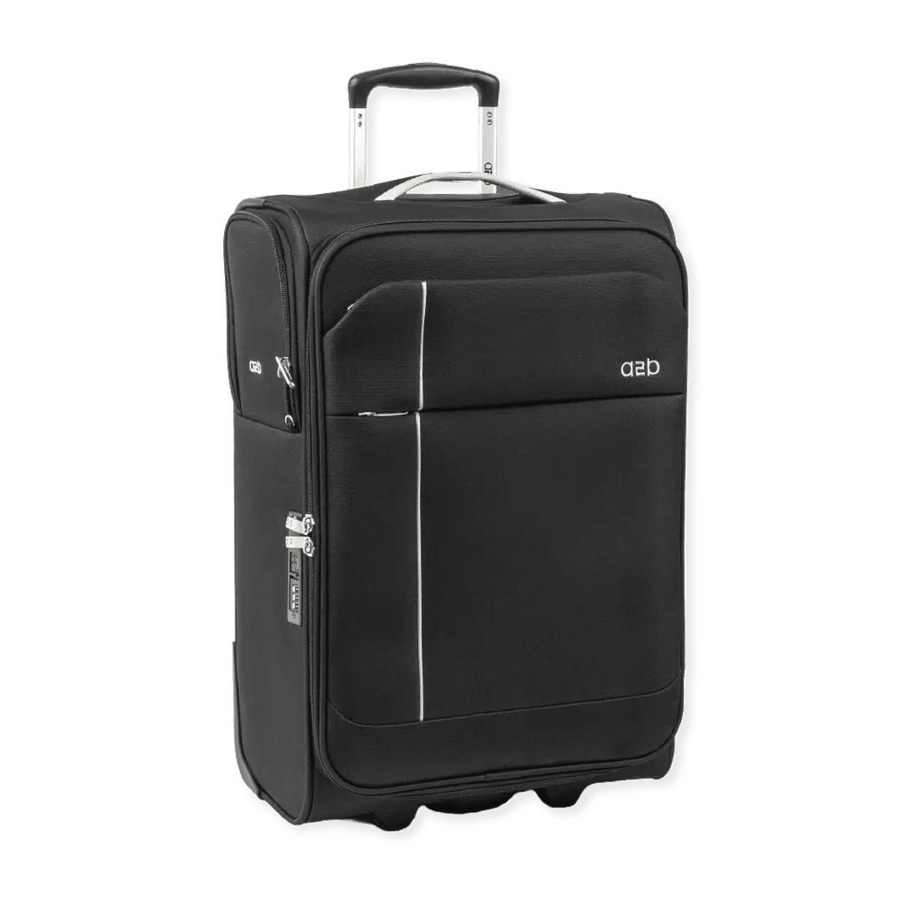 Black suitcase with a handle on a white background
