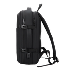 Black backpack on a white background