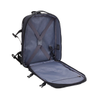 Backpack with open compartment on a white background