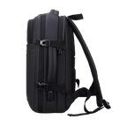 Black backpack on a white background