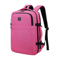 Pink backpack with black straps on a white background