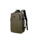 Green backpack with a visible brand logo on a white background