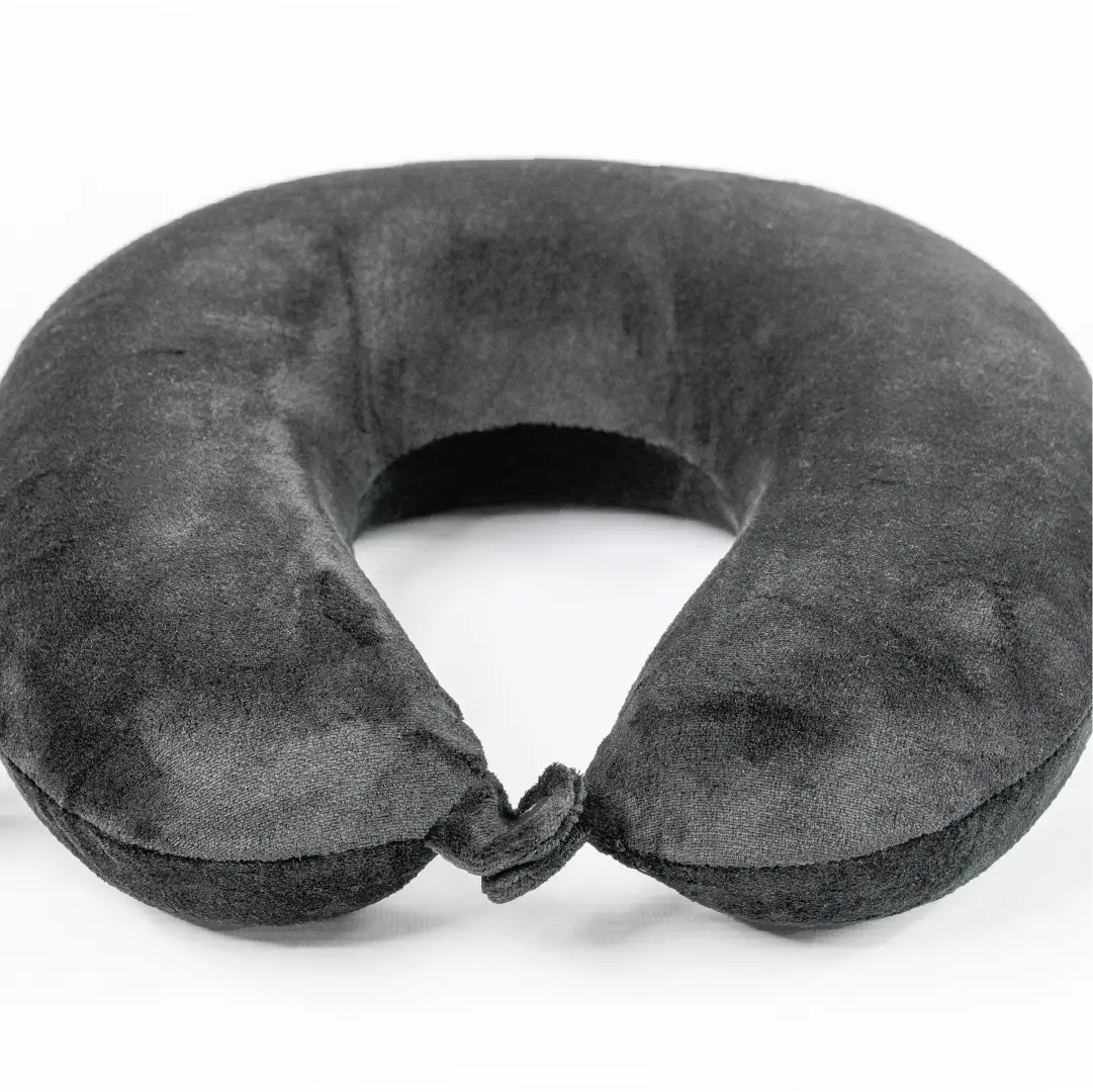 Gray travel neck pillow on a white background