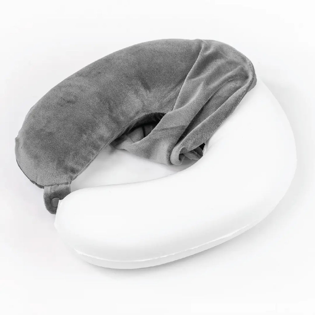 Gray travel pillow on a white background