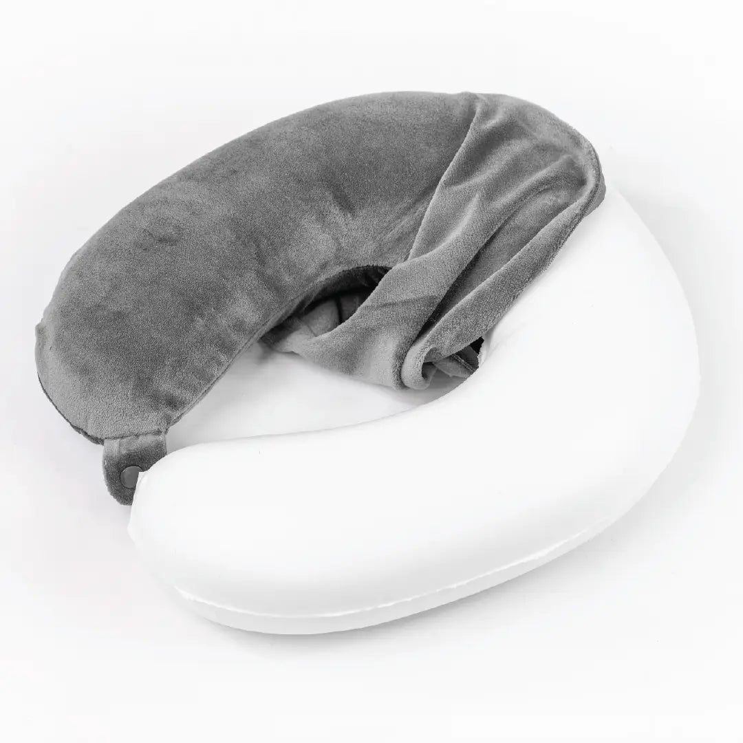 Gray travel pillow on a white background