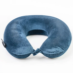 Blue travel neck pillow on a white background