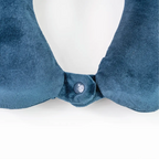 Blue velvet collar with a button on a white background
