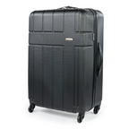 Black suitcase with a textured surface on a white background