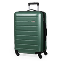 Green suitcase with a white background