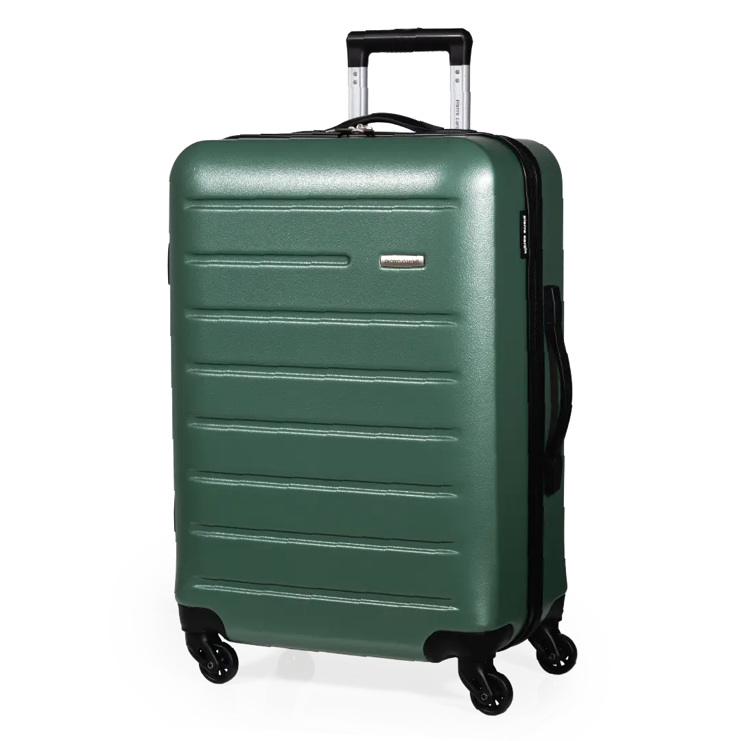 Green suitcase with a white background