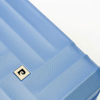 Blue textured surface with a logo in the center