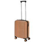 Brown suitcase with wheels and handle on a white background