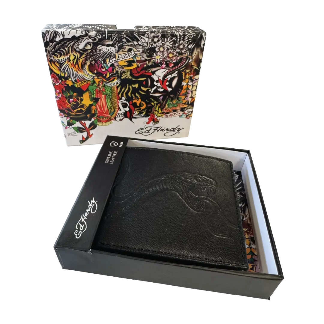 Ed Hardy Embossed Snake Flip Wallet