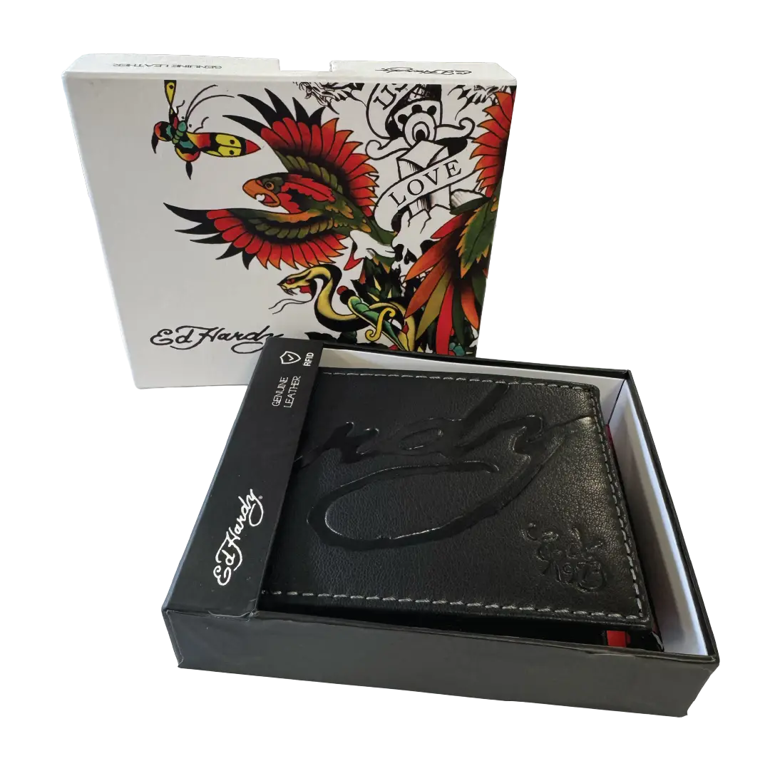 Ed Hardy Embossed Signature Bifold Wallet