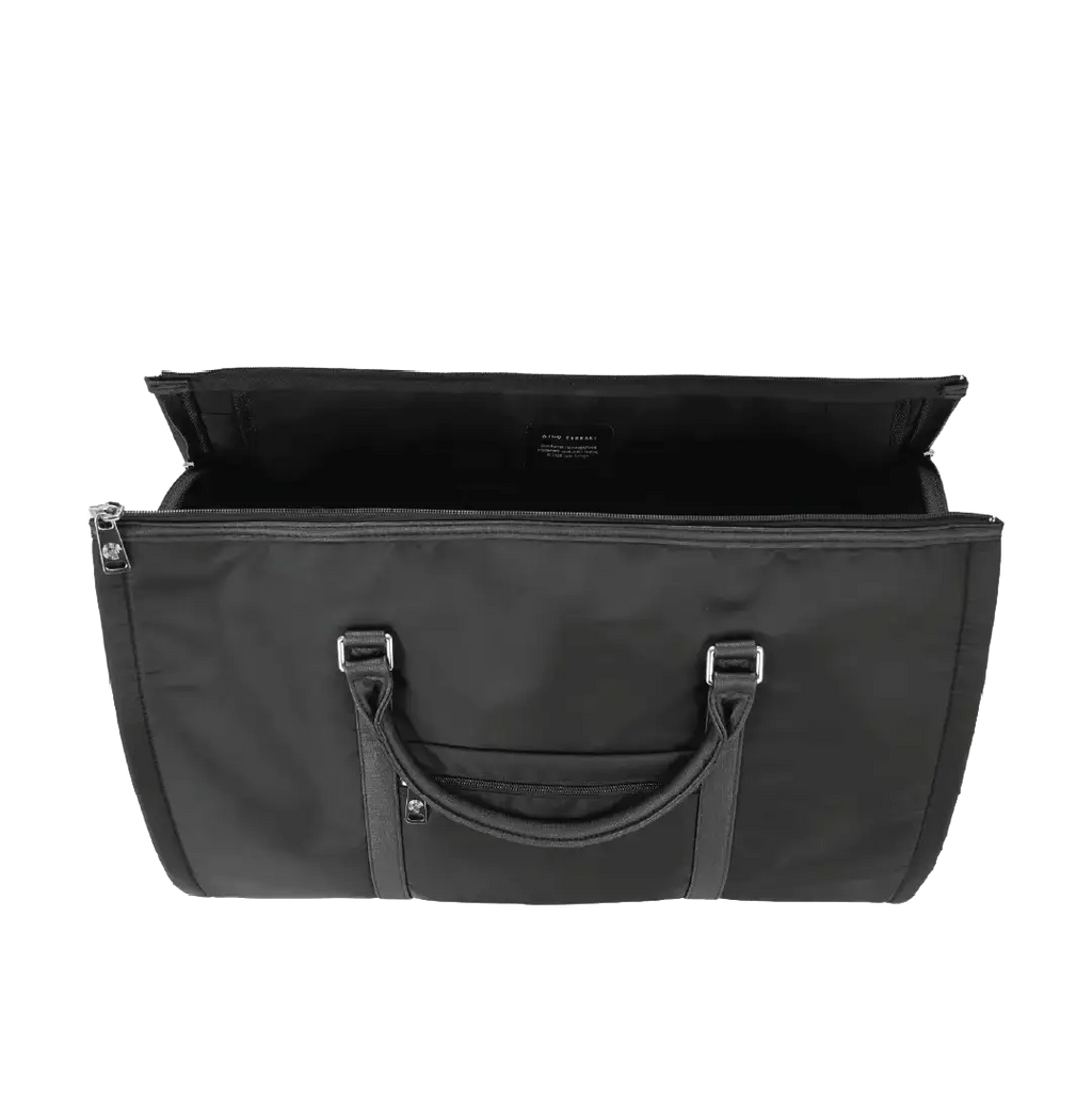 Black bag with a handle on a white background