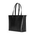 Black textured tote bag on a white background